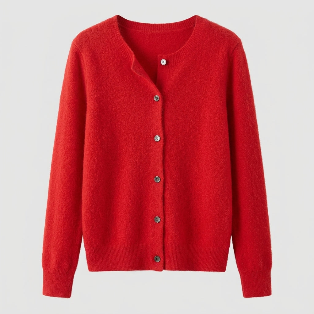 Avessia | Damestrui in Wol-Look – V-Hals, Knoopsluiting & Comfortabele Pasvorm