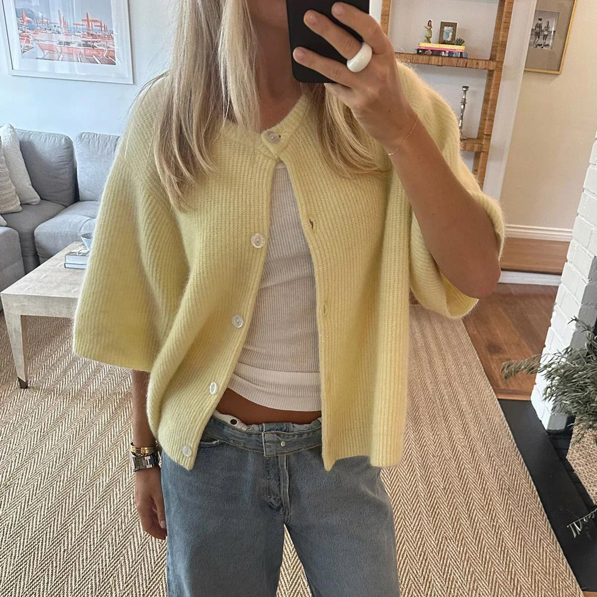 Roelina | Gebreid Vest Dames met Korte Mouwen – Lichtgewicht Cardigan