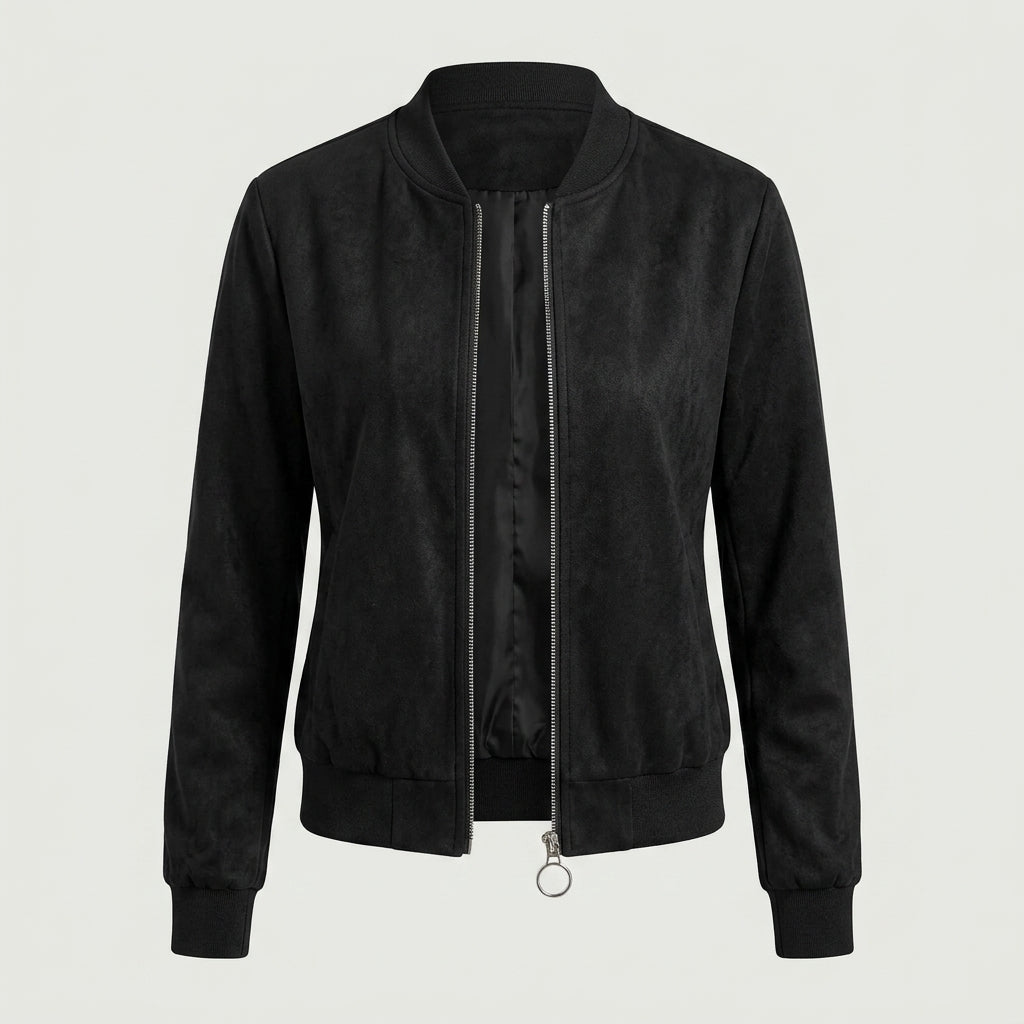 Zarelle | Damesjas met suède-look – effen kleur, lange mouwen