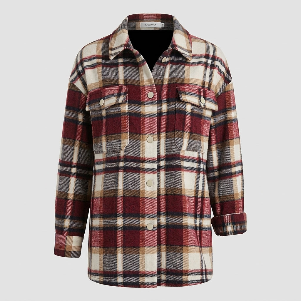 Caelora | Dames Geruite Houthakkersjas – Geruit Overshirt met Knopen