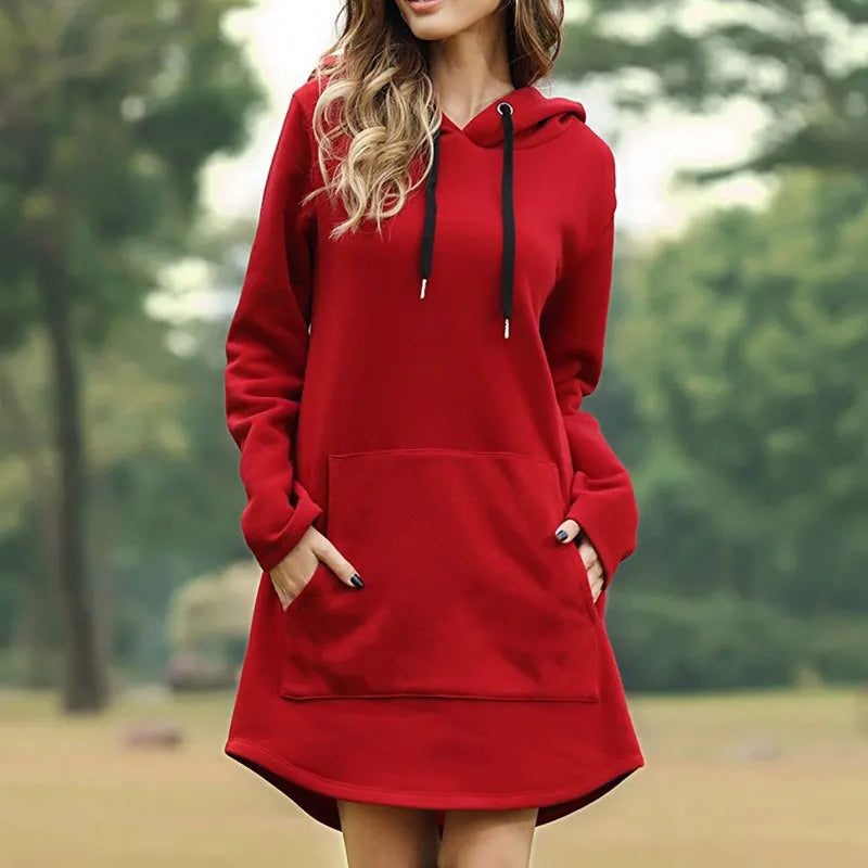 Agnita | Lange Hoodie Jurk Dames – Sweatshirt Jurk met Capuchon, Katoen-Polyestermix