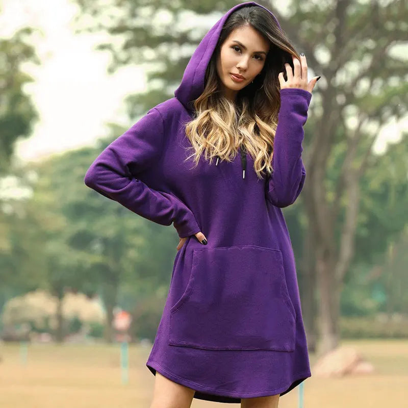 Agnita | Lange Hoodie Jurk Dames – Sweatshirt Jurk met Capuchon, Katoen-Polyestermix