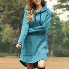 Agnita | Lange Hoodie Jurk Dames – Sweatshirt Jurk met Capuchon, Katoen-Polyestermix