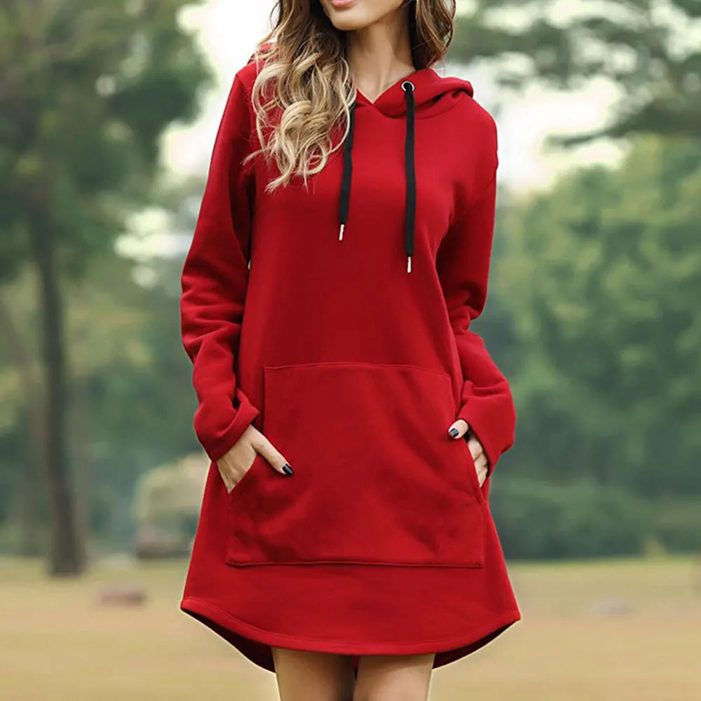 Agnita | Lange Hoodie Jurk Dames – Sweatshirt Jurk met Capuchon, Katoen-Polyestermix