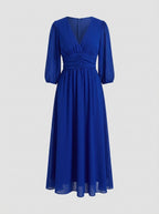 Romilly | Wrapjurk met V-hals voor dames – Midi-jurk met lange mouwen
