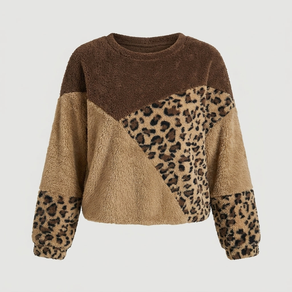 Davenna | Dames-sweatshirt met luipaardprint en zachte stof – Zacht, met lange mouwen en ronde hals