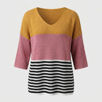 Jonquil | Dames Gebreide Trui met Abstracte Lijnprint – Casual Pullover met Artistiek Patroon
