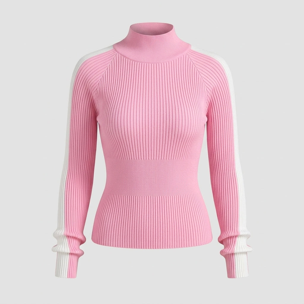 Florien | Dames Coltrui met Contrasterende Kleur, Zachte Stof & Slim Fit