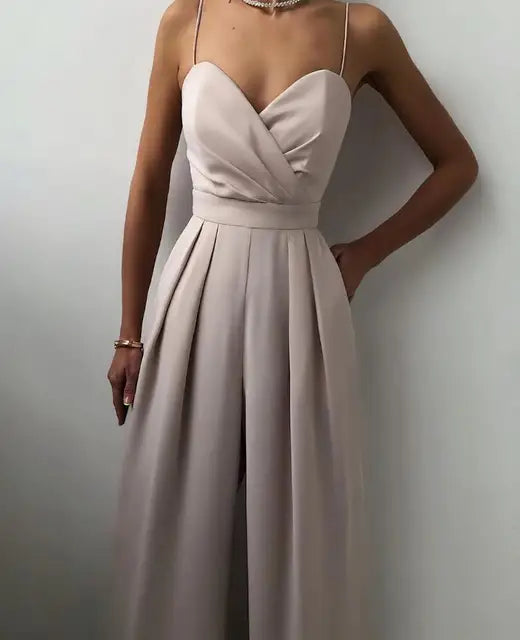 Sorielle | Elegante Jumpsuit met Wijde Broekspijpen – Spaghettibandjes, Formele Avond- & Feestoutfit