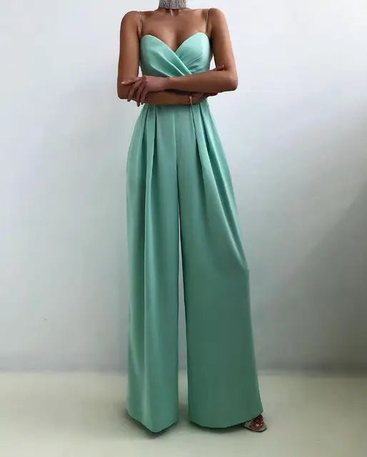 Sorielle | Elegante Jumpsuit met Wijde Broekspijpen – Spaghettibandjes, Formele Avond- & Feestoutfit