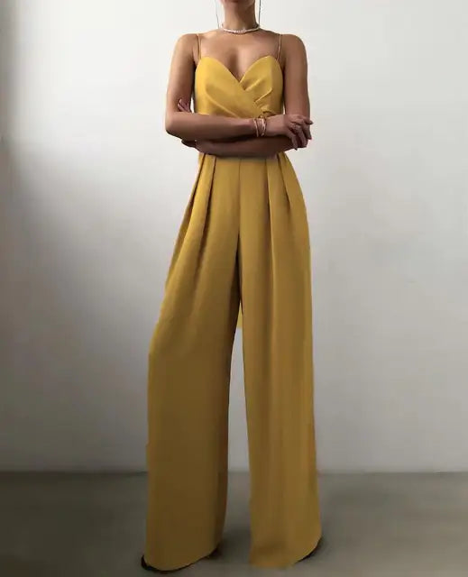 Sorielle | Elegante Jumpsuit met Wijde Broekspijpen – Spaghettibandjes, Formele Avond- & Feestoutfit