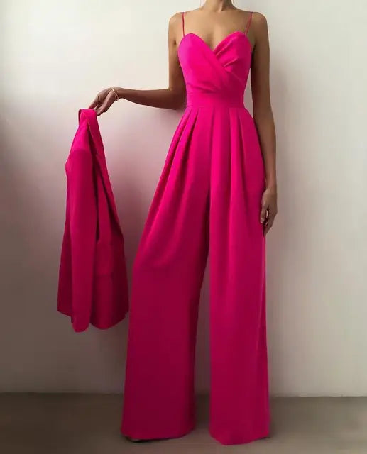 Sorielle | Elegante Jumpsuit met Wijde Broekspijpen – Spaghettibandjes, Formele Avond- & Feestoutfit