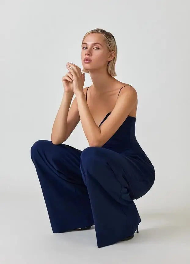 Sorielle | Elegante Jumpsuit met Wijde Broekspijpen – Spaghettibandjes, Formele Avond- & Feestoutfit
