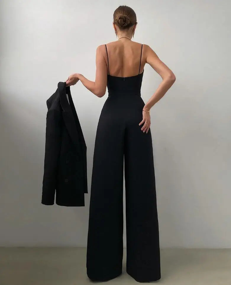 Sorielle | Elegante Jumpsuit met Wijde Broekspijpen – Spaghettibandjes, Formele Avond- & Feestoutfit
