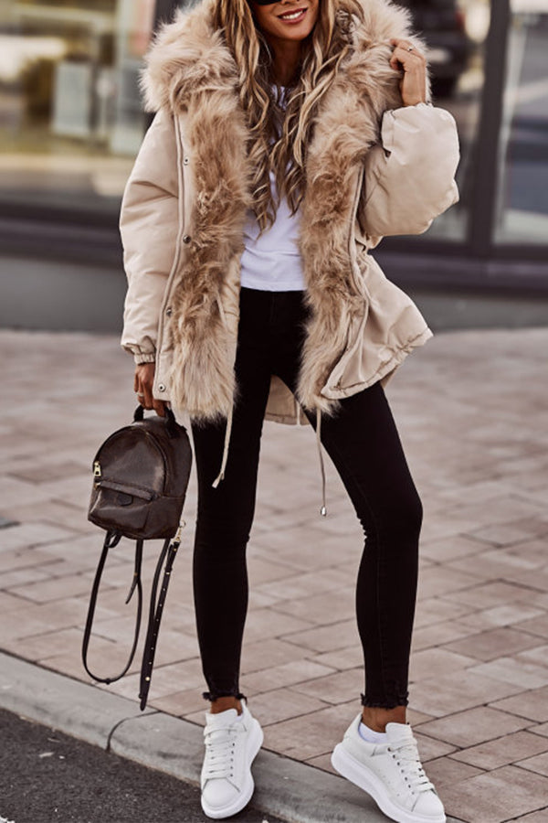 Elisia | Dames Winterjas met Capuchon – Lange Parka met Imitatiebont, Winddicht & Warm