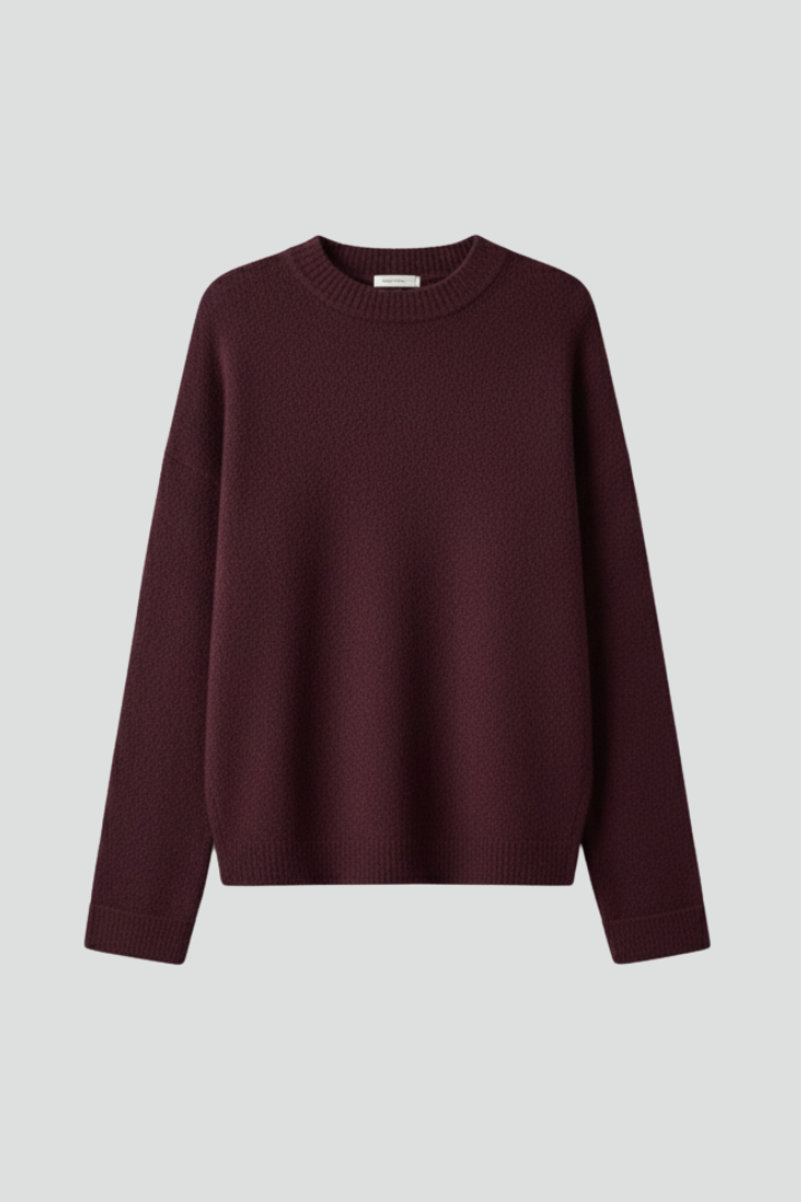Damaris | Damestrui van gestructureerd breiwerk – ronde hals, halflange pullover