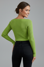 Elowyn | Damestrui met V-hals – Zacht, fijn gebreid, lange mouwen, pullover met relaxte pasvorm