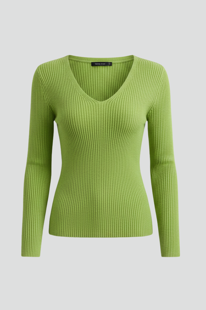 Elowyn | Damestrui met V-hals – Zacht, fijn gebreid, lange mouwen, pullover met relaxte pasvorm