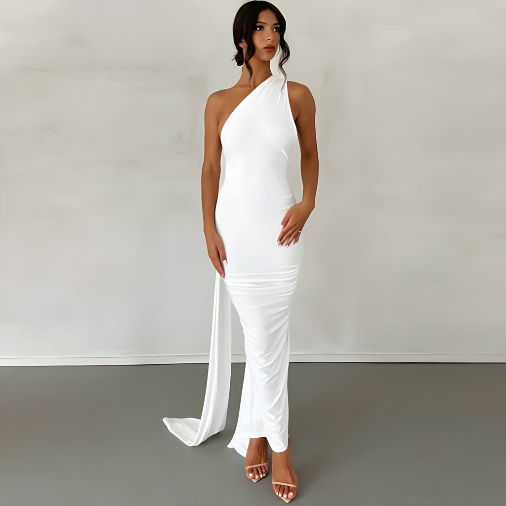 Laria | Elegante lange jurk voor dames – Rugloze maxi-jurk van polyester