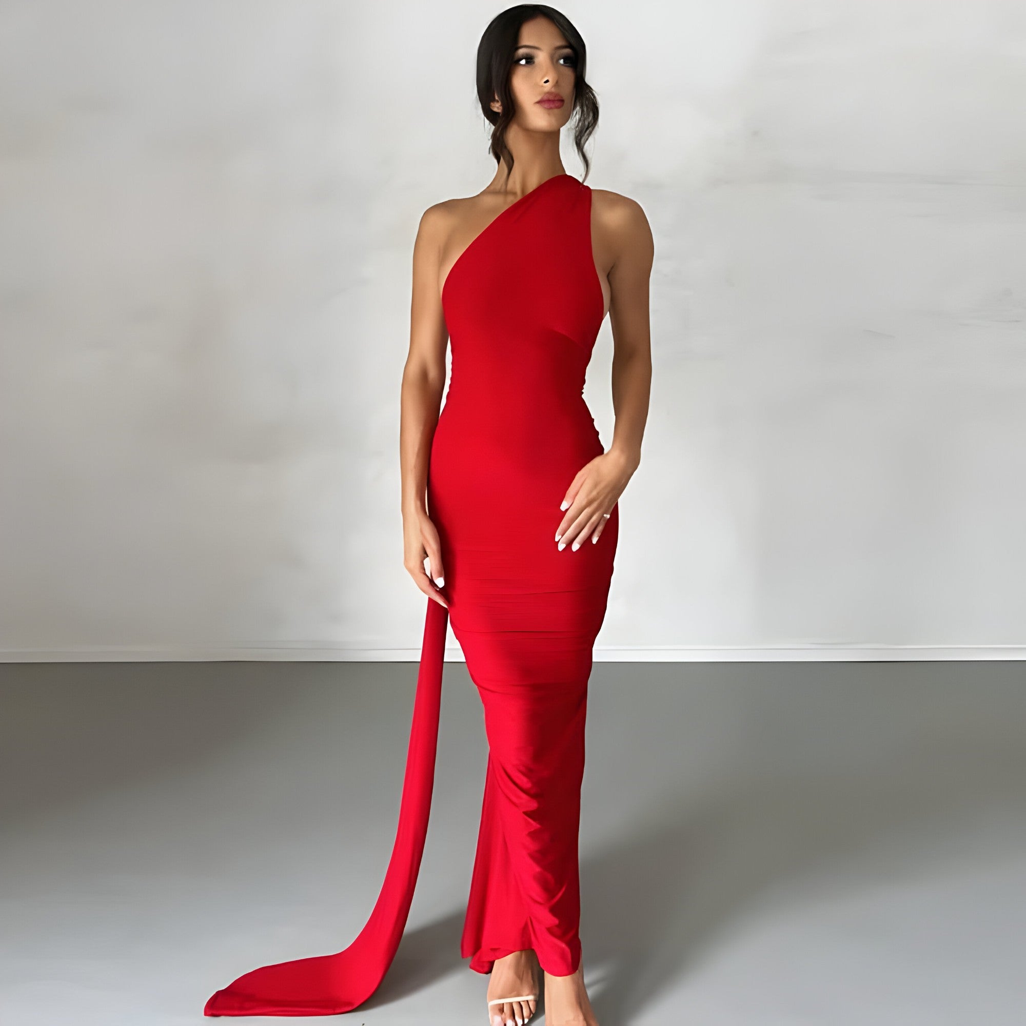 Laria | Elegante lange jurk voor dames – Rugloze maxi-jurk van polyester
