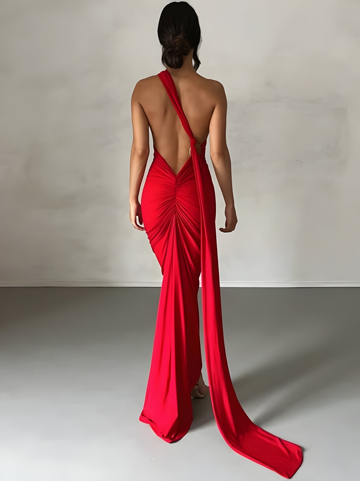 Laria | Elegante lange jurk voor dames – Rugloze maxi-jurk van polyester