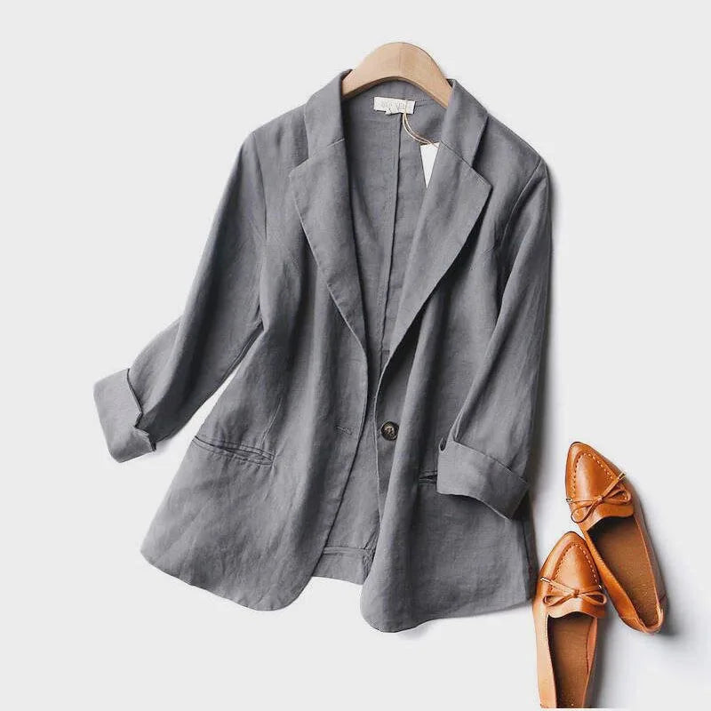 Nymera | Dames Linnen Blazer – Lichtgewicht Getailleerde Blazer voor Kantoor