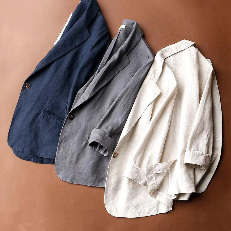 Nymera | Dames Linnen Blazer – Lichtgewicht Getailleerde Blazer voor Kantoor