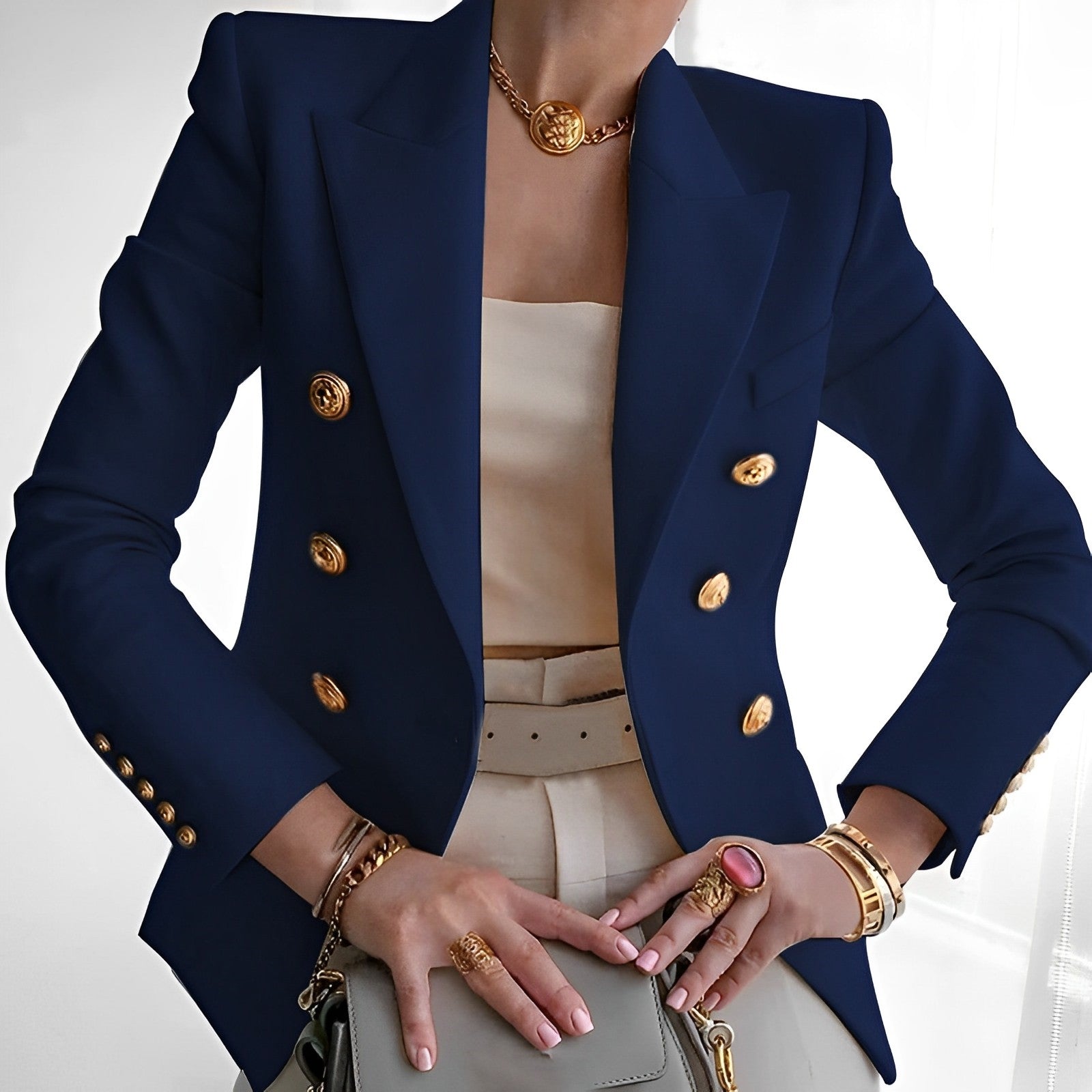Aelina | Elegante Business Blazer Dames – Old Money Luxe, Klassieke Getailleerde Jas