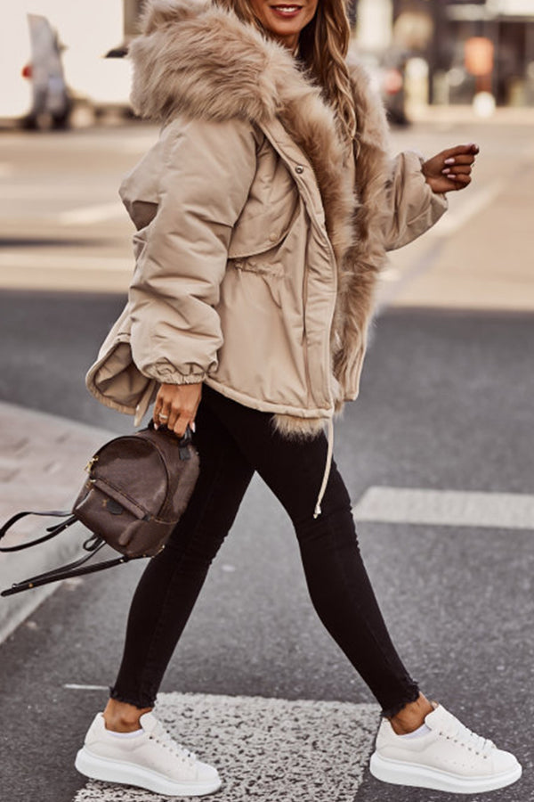 Elisia | Dames Winterjas met Capuchon – Lange Parka met Imitatiebont, Winddicht & Warm