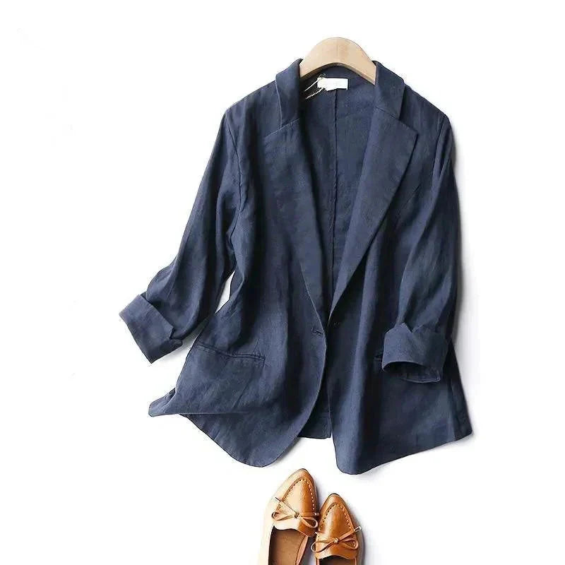 Nymera | Dames Linnen Blazer – Lichtgewicht Getailleerde Blazer voor Kantoor