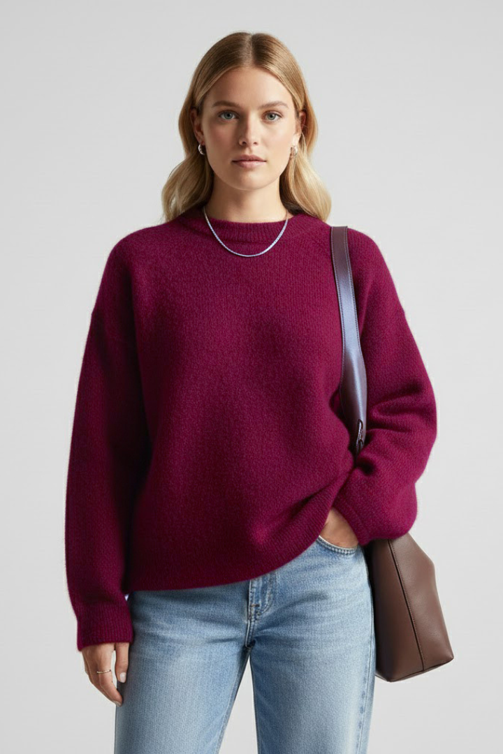Kerensa | Damestrui – ronde hals, relaxte pasvorm, pullover met verlaagde schouders
