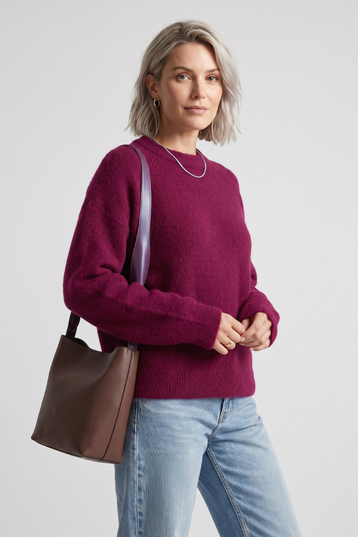 Kerensa | Damestrui – ronde hals, relaxte pasvorm, pullover met verlaagde schouders