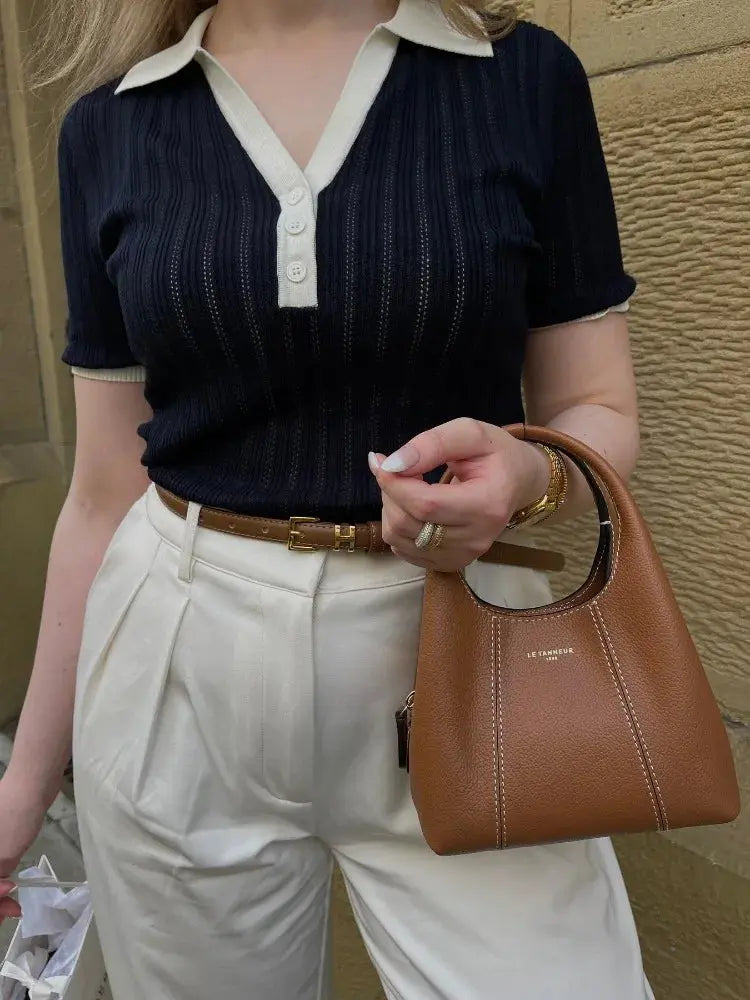 Lexa | Gebreide poloshirt voor dames – Gestreepte, casual overhemd