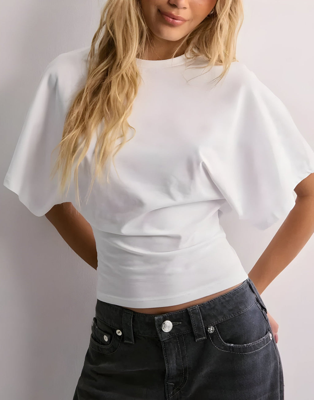 Zylina | Katoenen T-shirt voor dames – Basic top met relaxte pasvorm en wijde mouwen