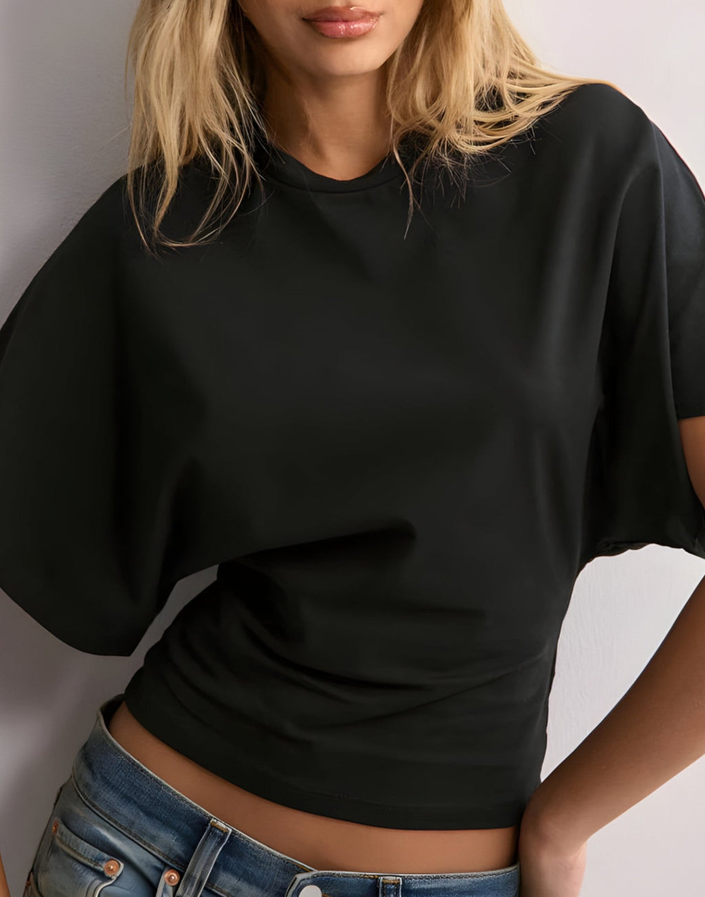 Zylina | Katoenen T-shirt voor dames – Basic top met relaxte pasvorm en wijde mouwen
