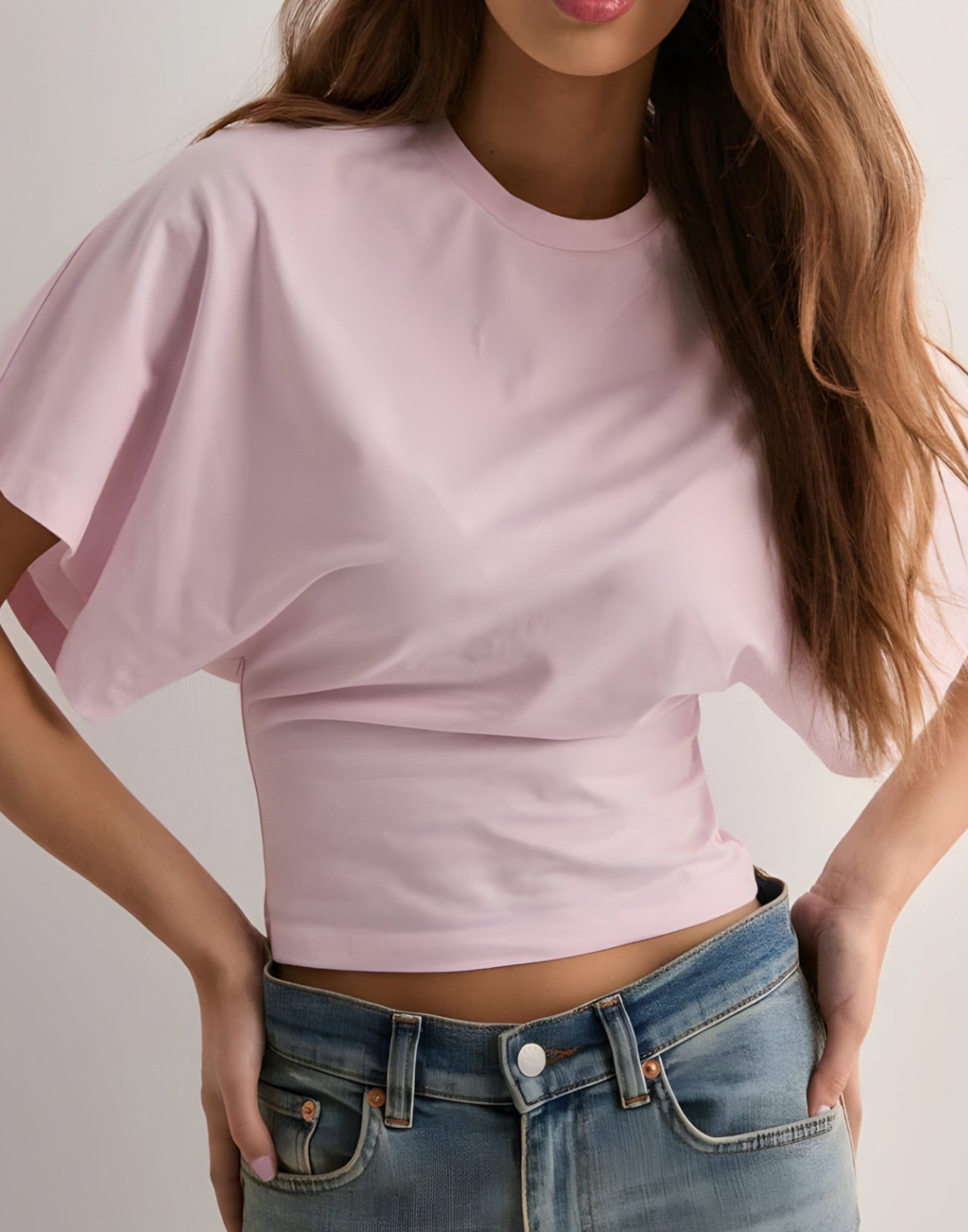 Zylina | Katoenen T-shirt voor dames – Basic top met relaxte pasvorm en wijde mouwen