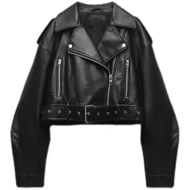 Jenneke | Bikerjack voor dames – Modern, kort model van imitatieleer met ritssluiting