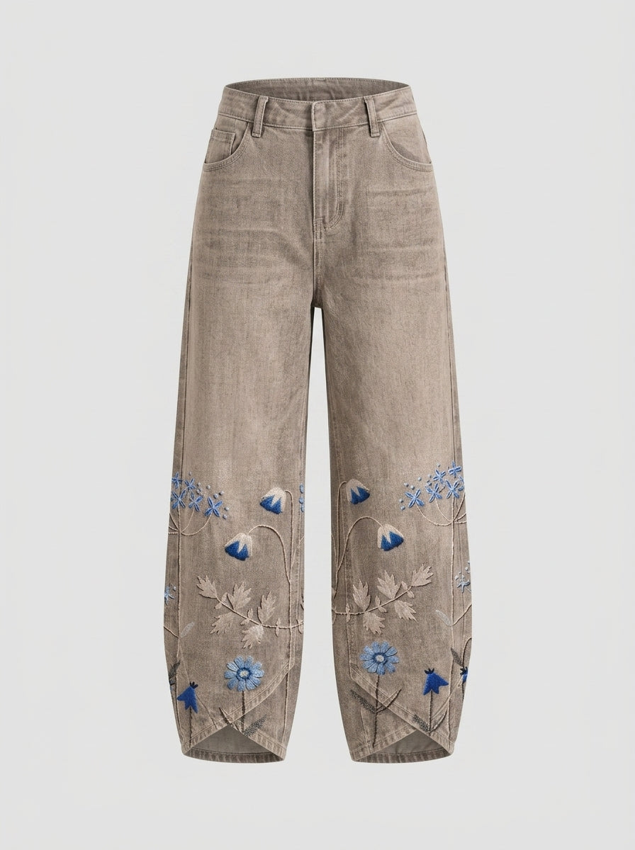 Delphine | Damesbroek met Borduursel – Casual Chic Katoenen Broek