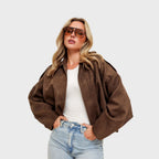 Joukje | Oversized Suède Jas Dames – Kunstleren Winterjas met Fleecevoering