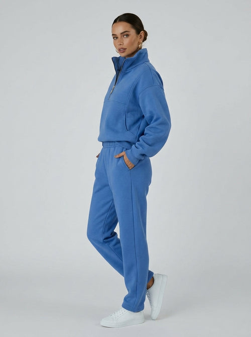 Ainsley | Dames Casual Tweedelige Set – Top met Halve Rits & Stretch Joggingbroek