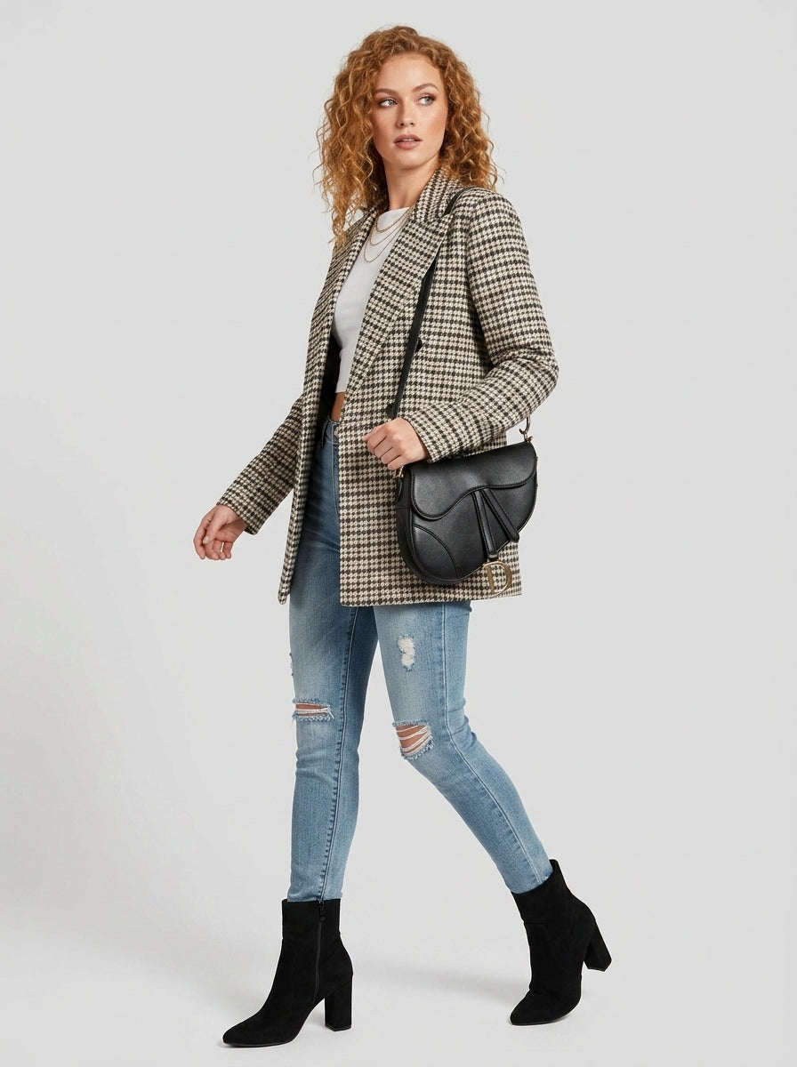 Arlen | Dames Geruite Blazer – Getailleerde Blazer met Knoopsluiting en Reverskraag