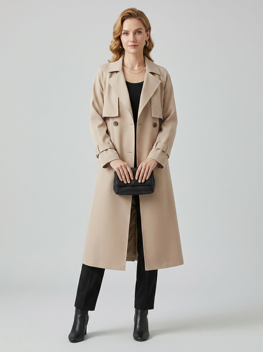Ellery | Dames Getailleerde Trenchcoat – Jas met Reverskraag en Dubbele Knoopsluiting