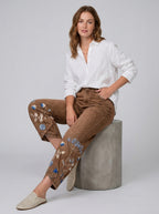 Delphine | Damesbroek met Borduursel – Casual Chic Katoenen Broek