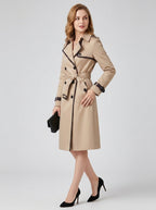 Velmira | Lange trenchcoat voor dames – gestructureerde afwerking, verstelbare riem