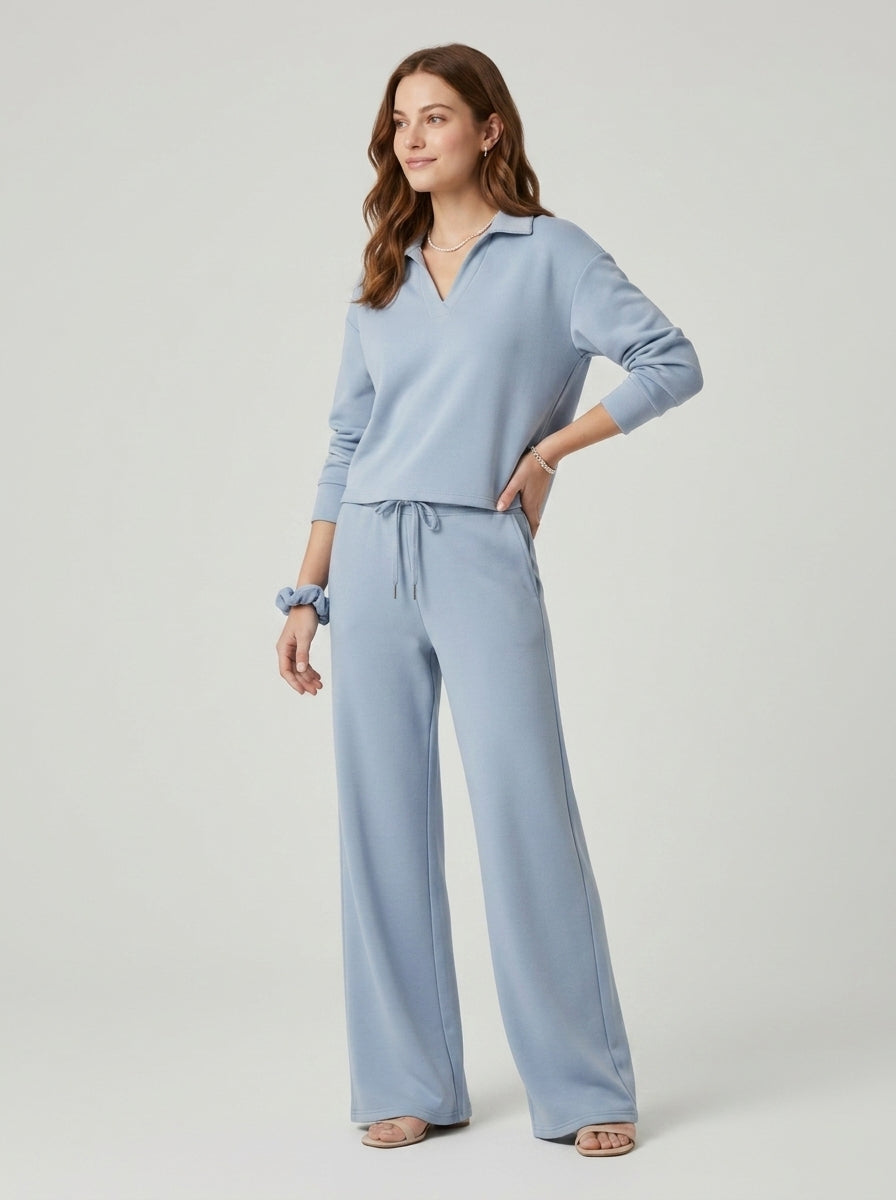 Valerisse | Set voor dames – Top met V-hals & broek met wijde pijpen