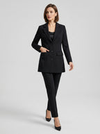 Brinora | Lange damesblazer met gekerfde revers, knoopsluiting aan de voorkant en lange mouwen