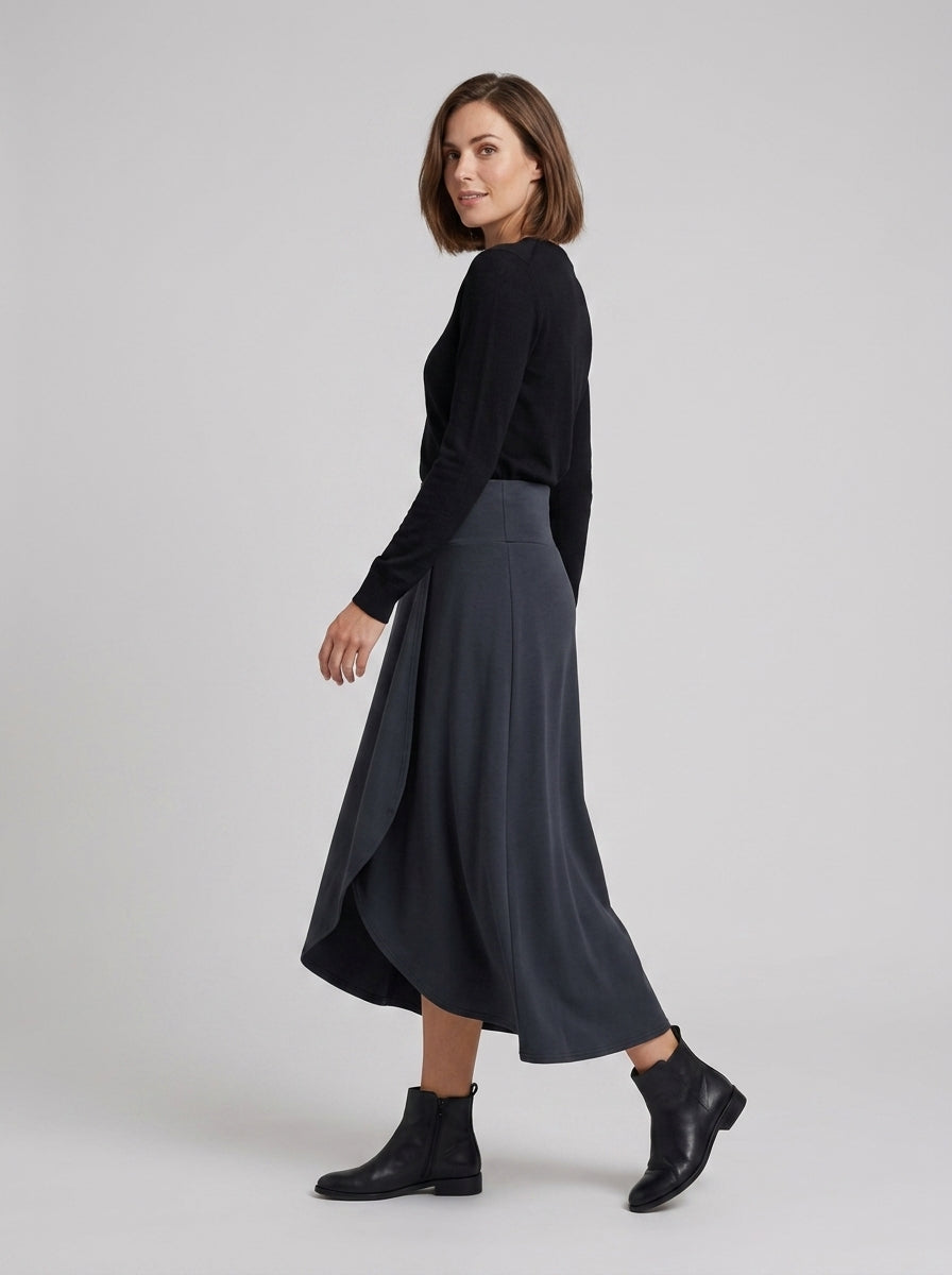 Lyrissa | Maxi-rok met hoge taille voor dames – overslag aan de voorkant, uitlopende A-lijn