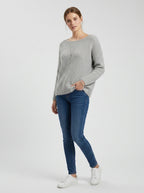 Eirian | Damestrui van Gebreid Materiaal – Zachte Casual Trui met Wijde Hals