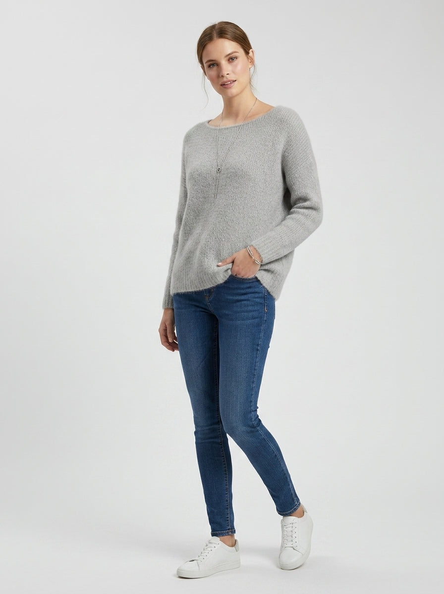 Eirian | Damestrui van Gebreid Materiaal – Zachte Casual Trui met Wijde Hals