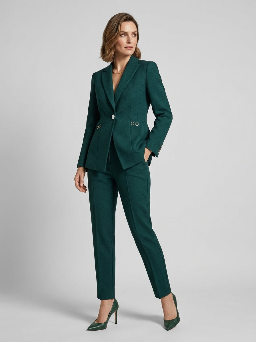 Solennea | Tweedelige dames blazer set met enkele knoop & rechte pantalon